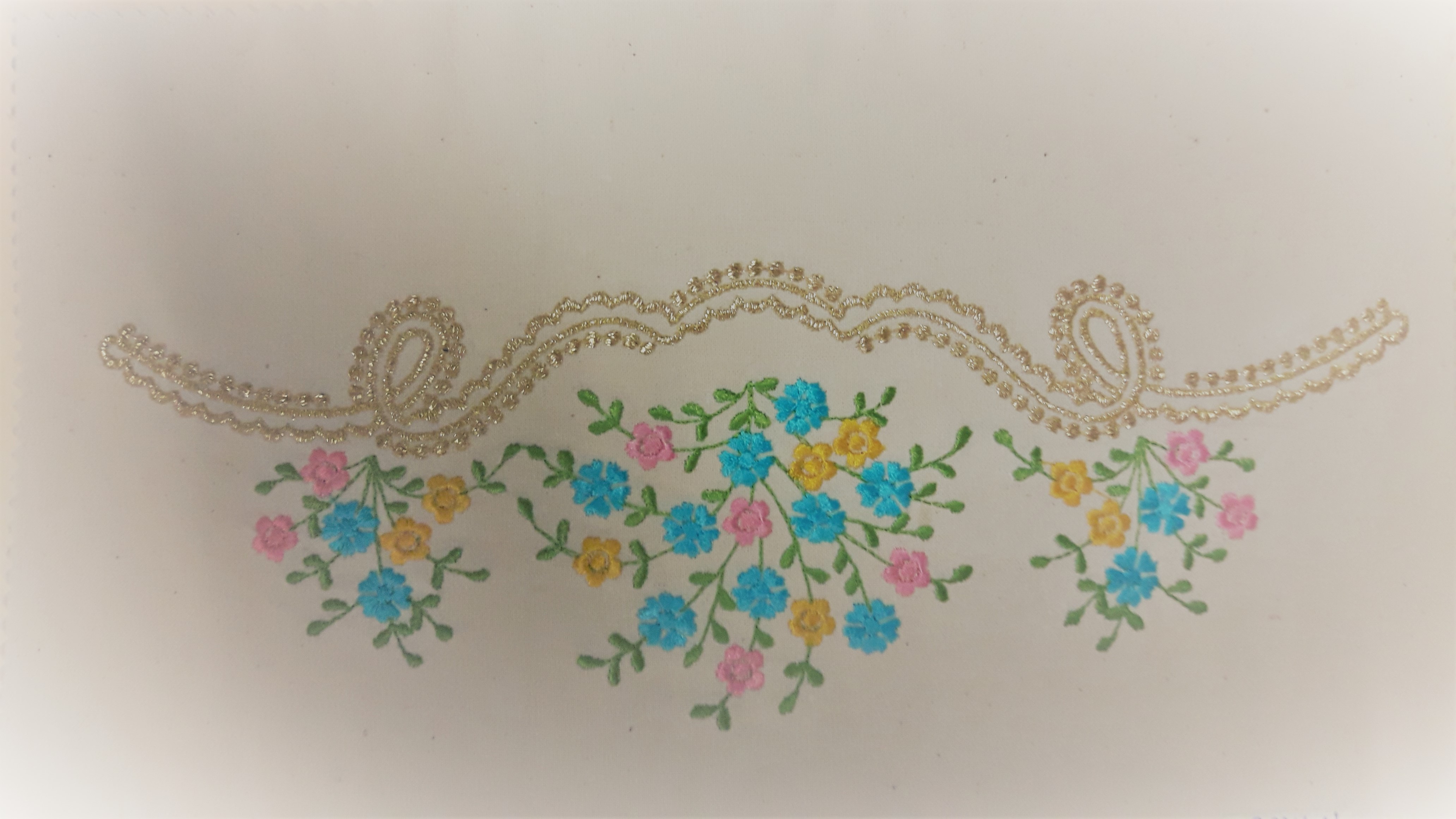Bordo ornamentale ricamato con fiori